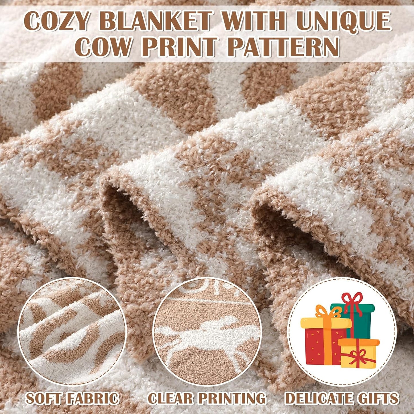 Buryeah 50×60 Inch Western Rodeo Reversible Knitted Throw Blanket, Southwestern Cowboy Knit Throw Blanket, Horse Horseshoe Pattern Rustic Ranch Decor Gift for Couch Sofa Bed