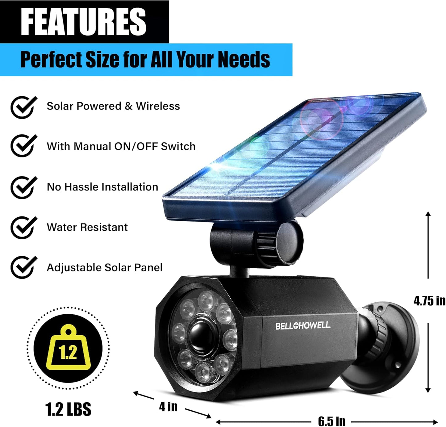 Bell+Howell Bionic Spotlight Motion Solar Spot Lights Outdoor Waterproof, Landscape Light, Outdoor Solar Yard Lighting Weather Resistant, Super Bright LED Lights, for Garden, Lawn As Seen On TV