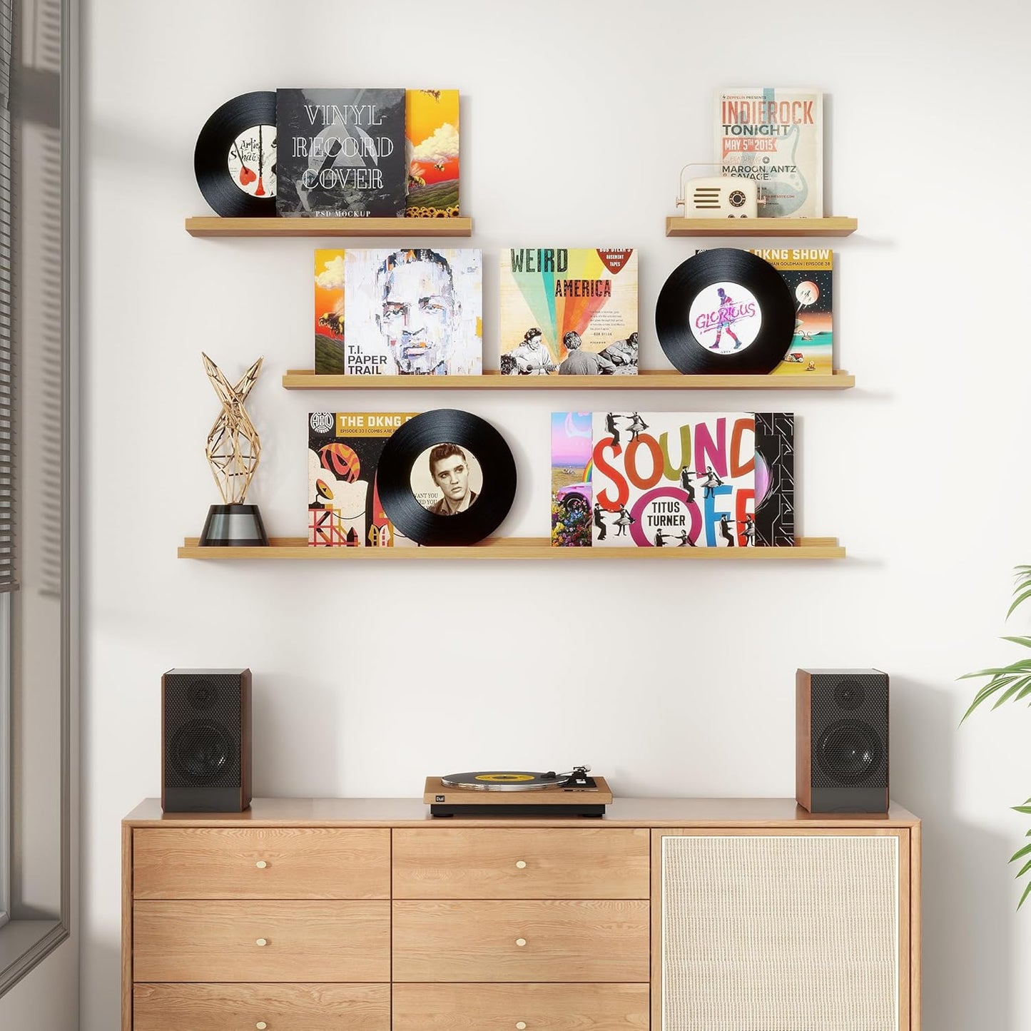 Floating Picture Ledge Shelves Set of 4, 48 Inch Shelves with Lip - Large Nursery Book Shelf for Toys Storage, Kids Bookshelf - Wall Mounted Living Room Bedroom Decor Frames