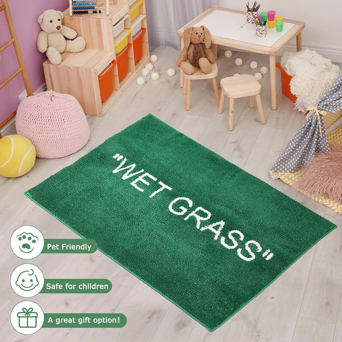 Wet Grass Rug for Bedroom-Non Slip Wet Grass Carpet for Living Room-Green Grass Rug is Machine Washable Home Floor Mat-Premium Area Rug for Home Decor [47.2 x 31.5]