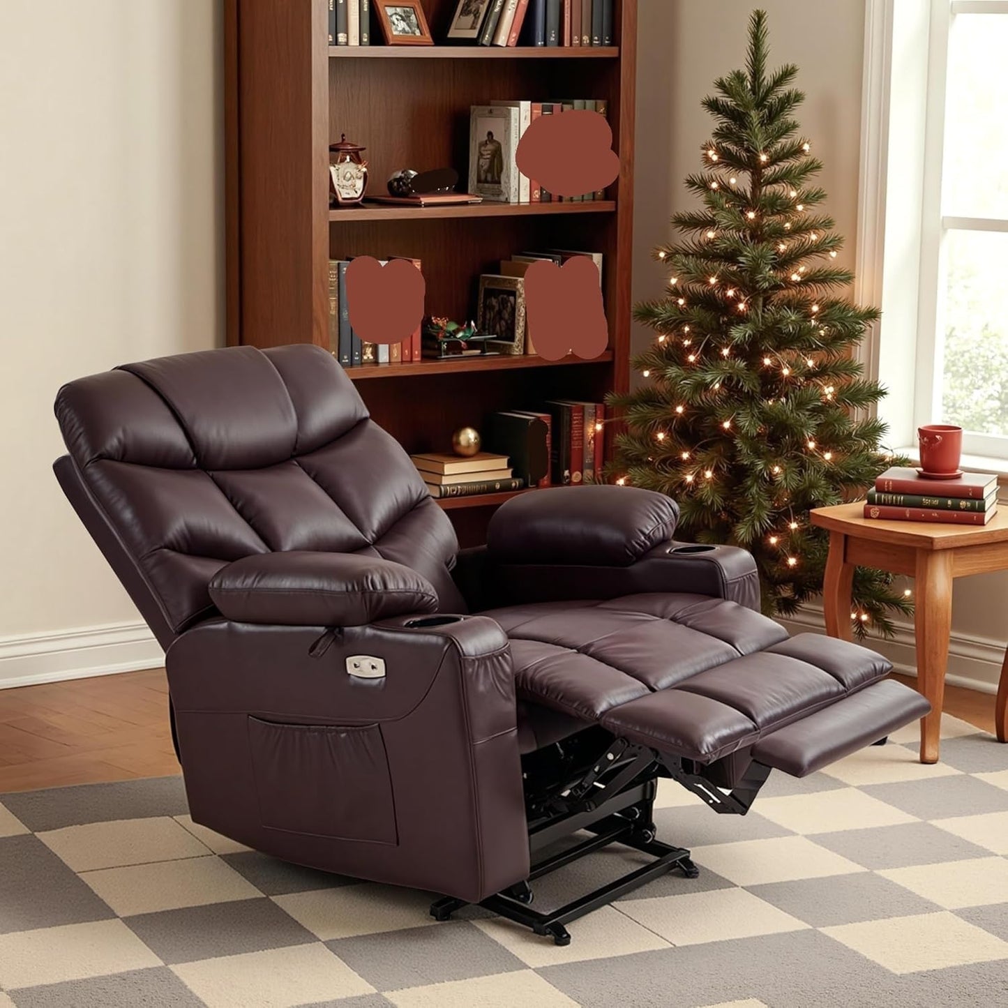 Elderly Assistance Power Lift Chair Recliner Recline and Extended Footrest Heavy Duty Stand Up Sofa with USB Type-C Charging Ports Cup Holders and Side Pockets for Seniors Home Care