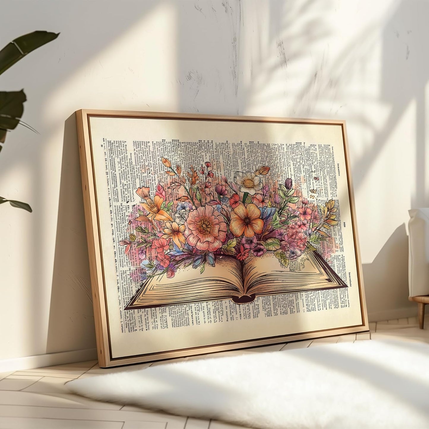 Poster Master Dictionary Art Poster - Floral Book Print - Flower Wall Art - Chic Gift for Men, Women, Teacher & Student - Colorful Decor for Bedroom, Office, Dorm or Library - 8x10 UNFRAMED Wall Art