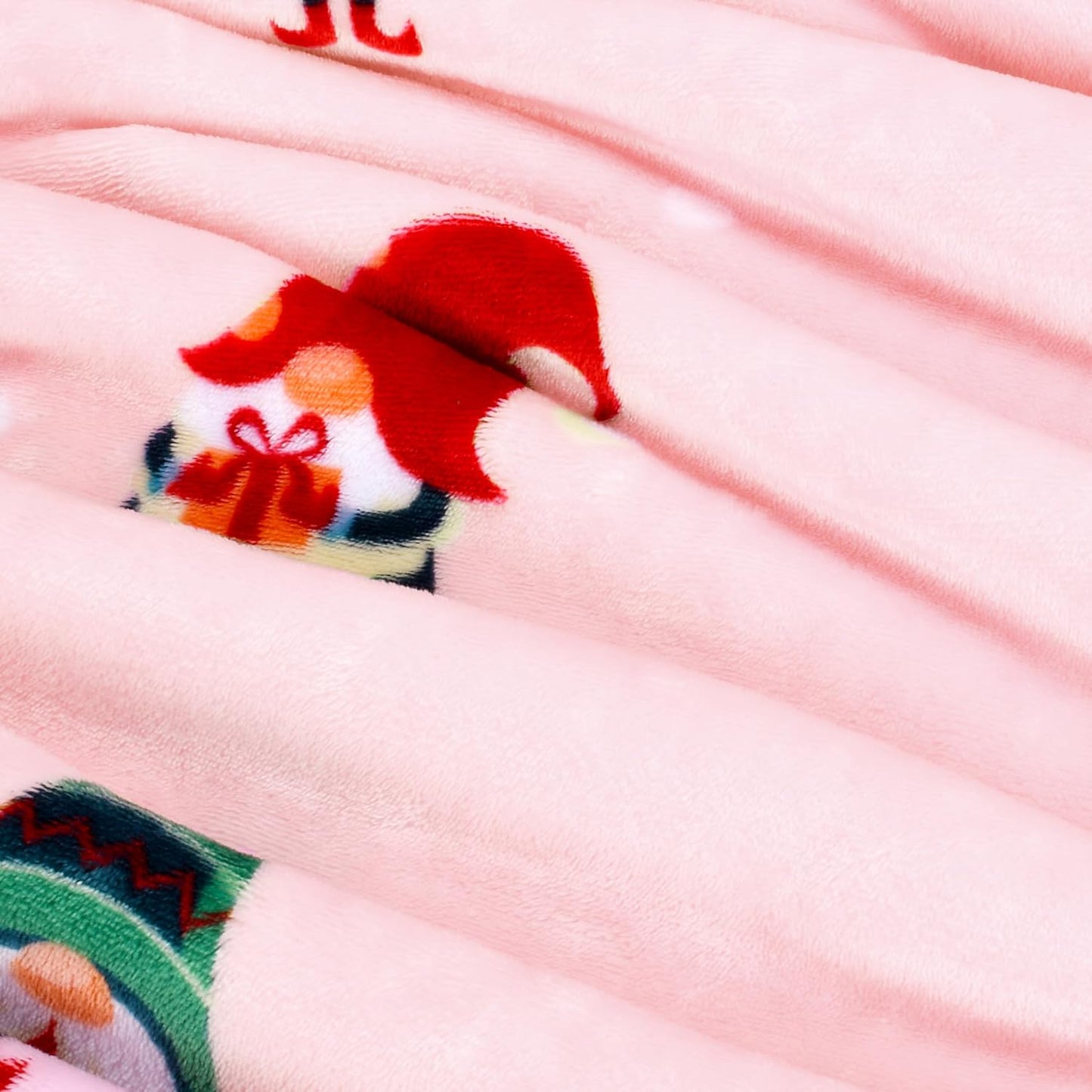 Solaris Santa Claus Sherpa Christmas Blanket, Soft Warm Cozy Reversible Fuzzy Fleece Patterns Holiday Throw Blanket for Couch Sofa Bed, Home Decor, Light Pink