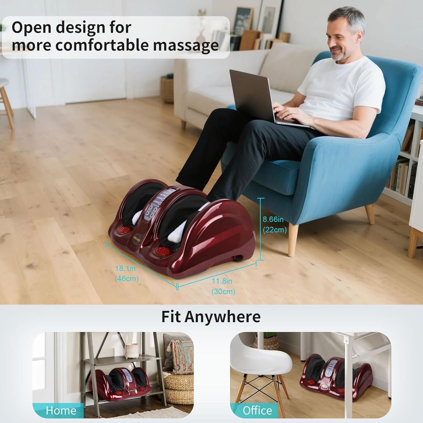 Foot Massager with Heat, Shiatsu Foot Massager for Circulation and Pain Relief and Heat Therapy, Ankle, Calves and Feet Massage with Deep Kneading Rolling, Gifts for Women Men Mother Father (RED)