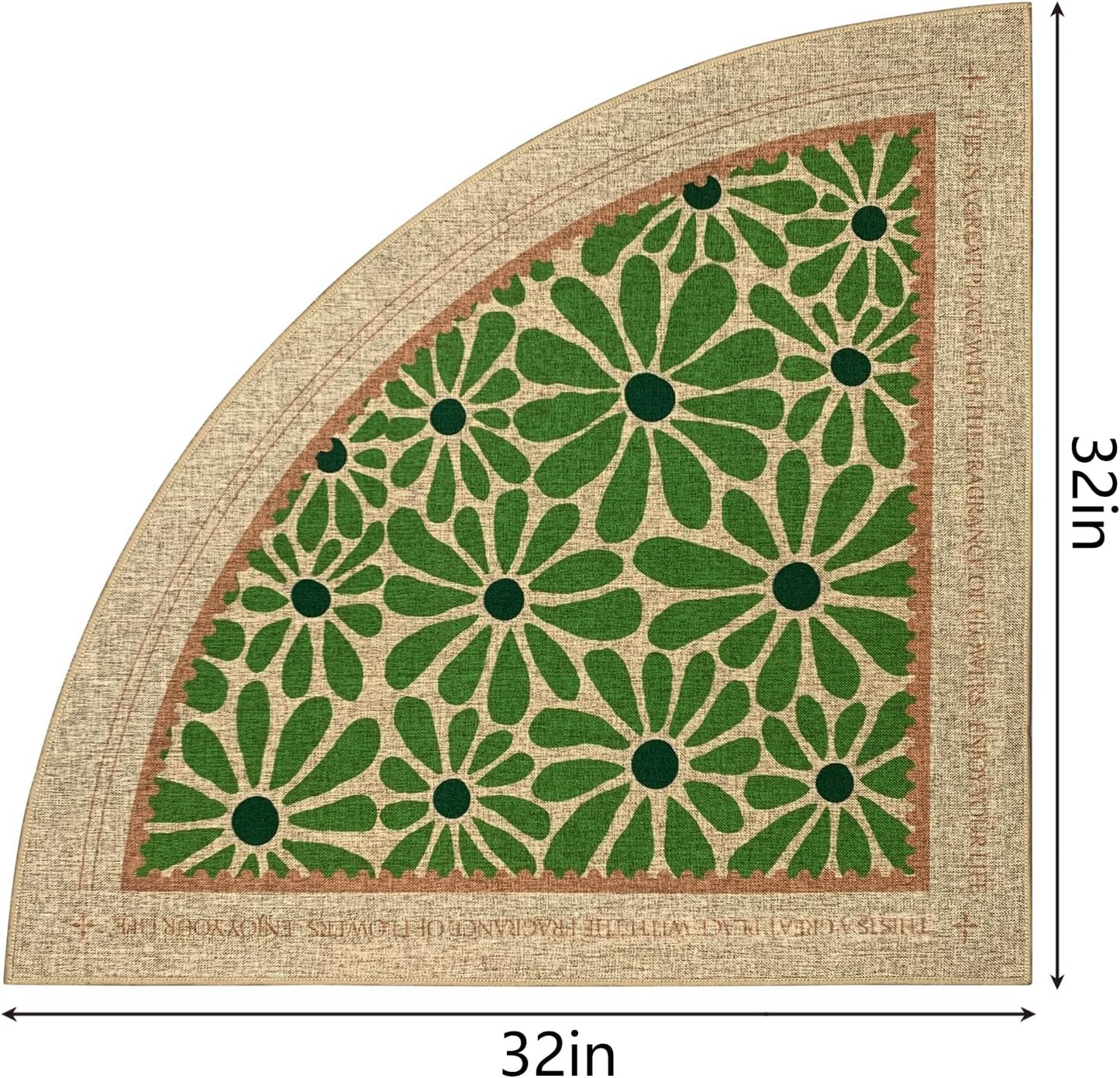 SHIYUE Triangle Corner Rug Kitchen Rugs Washable Non Slip Area Rug Water, Comfort Soft Rubber Standing Sink Mat Bathroom and Bedroom Laundry Mat(32in Green Flower)
