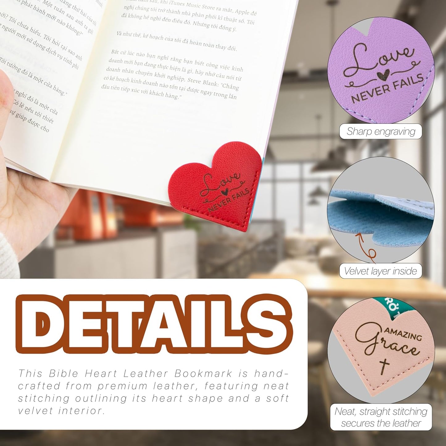 Bible Verse Leather Heart Bookmarks – Set of 12 Leather Christian Corner Bookmark for Women, Scripture Bookmarks for Bible Reading, Inspirational Religious Gifts, Faith-Based Book Accessories