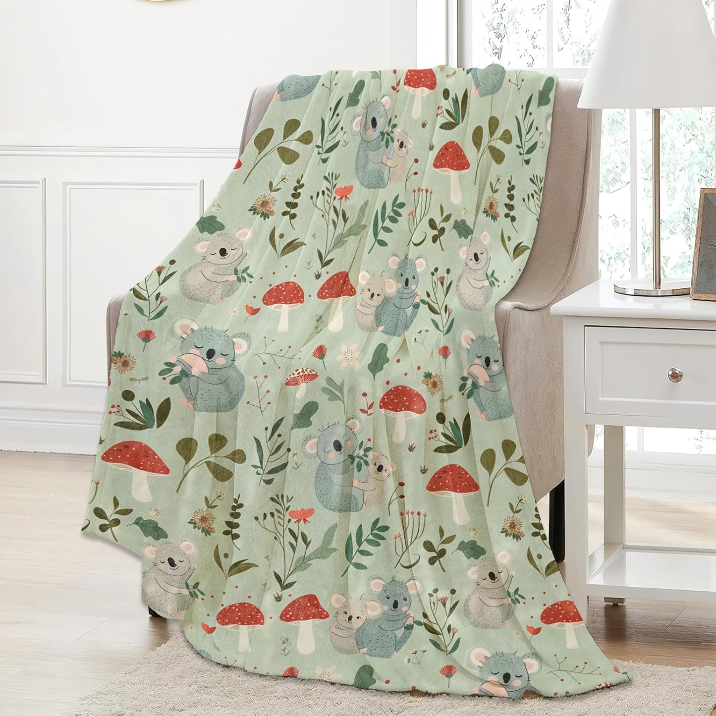 Koala Throw Blanket Gifts for Women, Soft Fuzzy Warm Cozy Flannel Blankets for Bedroom, Travel, Couch, Home Decor 50x60 in