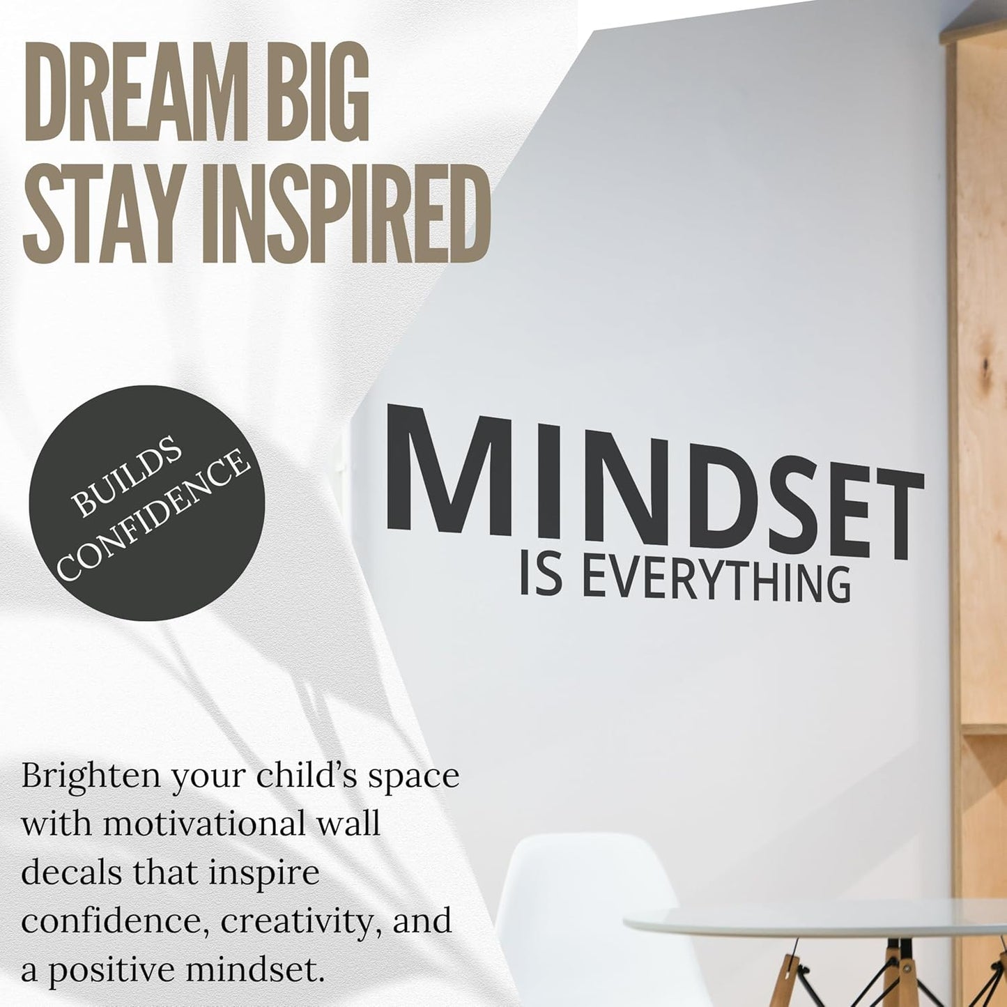 My Vinyl Story | Mindset is Everything | Motivational Wall Decal Quote Vinyl Sticker for Home Gym Exercise Fitness Workout Inspirational Office Wall Art Decor Removable Sticker (Black, 36x9 inches)