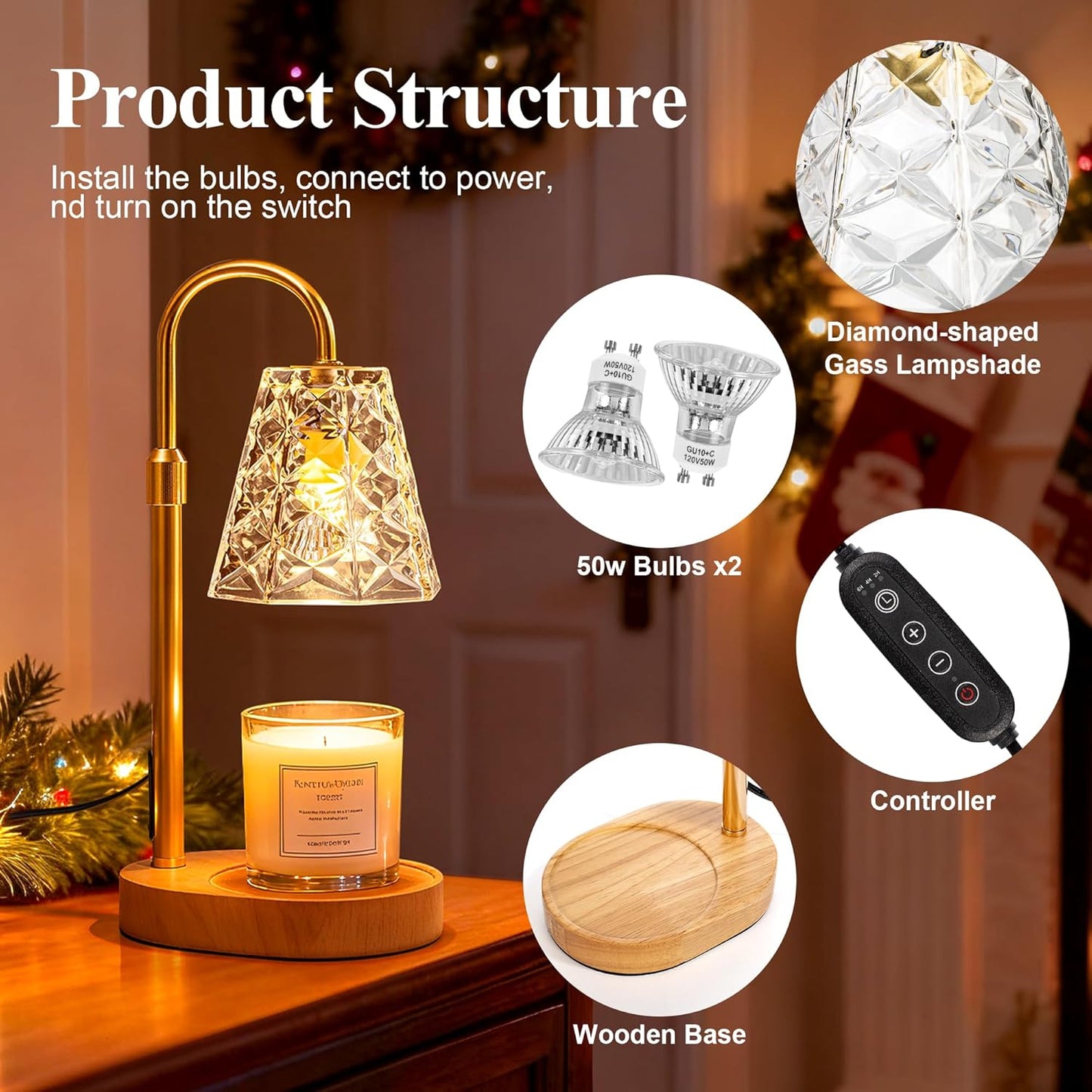 Candle Warmer Lamp with Timer, Birthday Gifts for Women Mom, House Warming Gifts New Home, Wax Melt Warmer for Scented Jar
