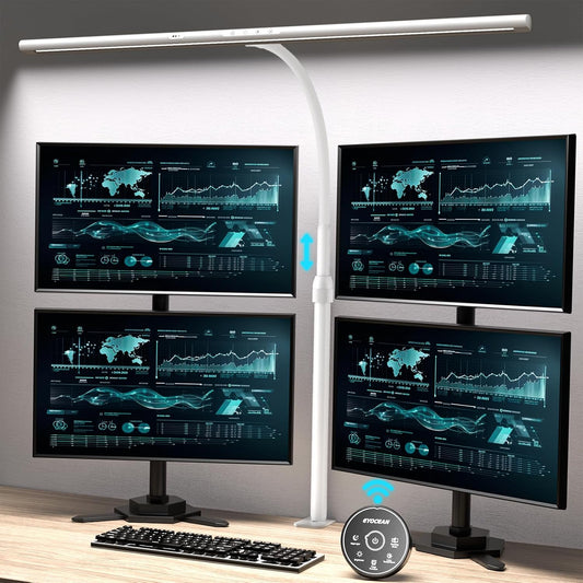 Desk Lamp, 31.5" Desk Light for Home Office, Brightest 24W, Gesture Sensor & Remote Control, Dimmable & Color Temperature, Monitor Light Bar with Telescopic Rod, Height Adjustable