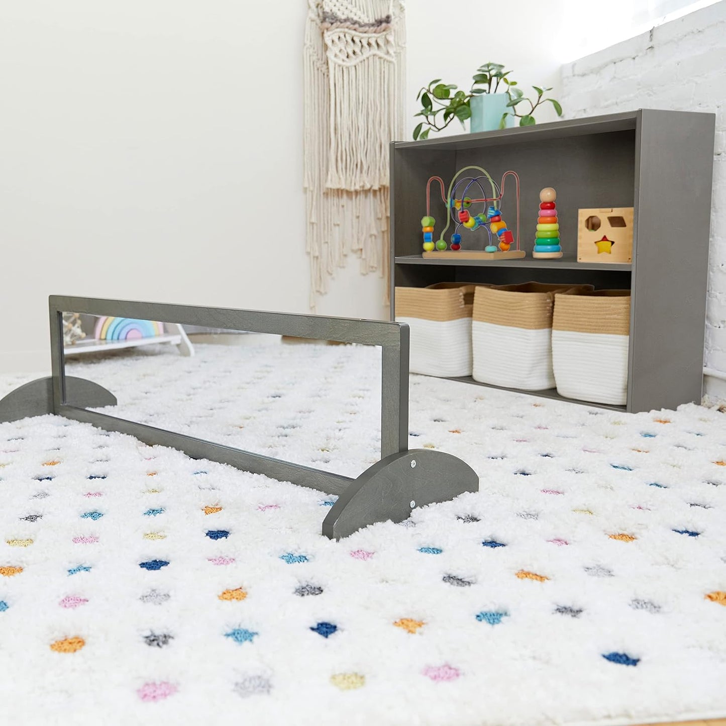 ECR4Kids Streamline 2-Shelf Storage Cabinet, 30in, Kid's Bookshelf, Grey Wash