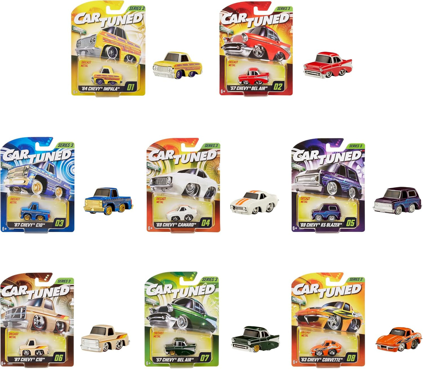CarTuned Series 3-8 Pack Diecast Vehicles