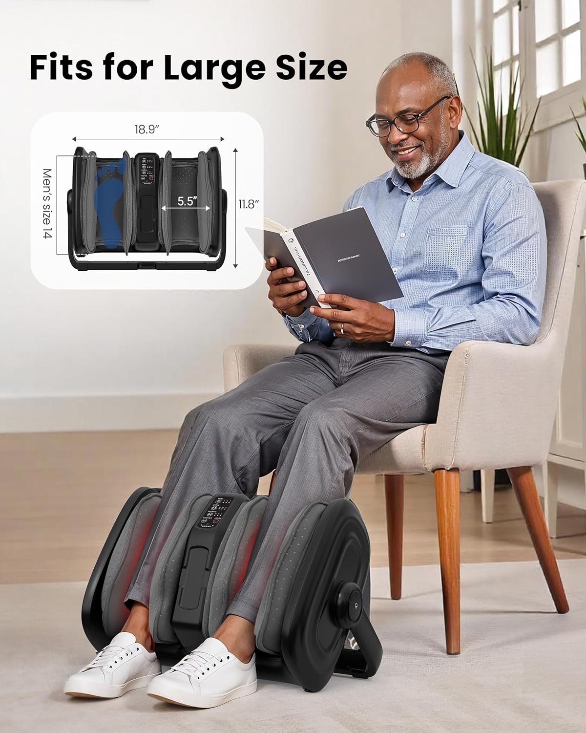 COMFIER Shiatsu Foot & Calf Massager with Heat – Kneading, Vibration & Compression, Adjustable Intensity, Remote Control, Fits Up to Size 14 – Relaxation & Comfort Massager for Women & Men