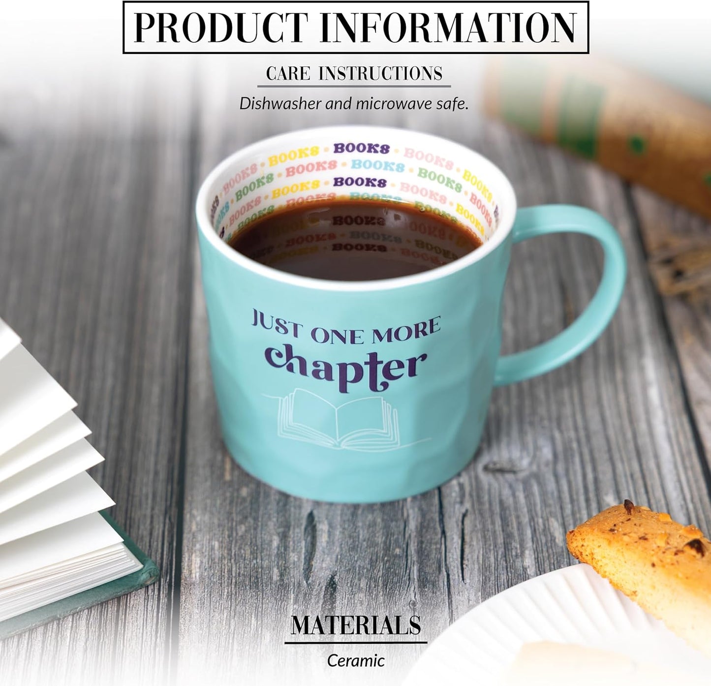 Pavilion Gift Company - One More Chapter - 16 oz Ceramic Mug Coffee Tea Chapter Reading Book Lover Reader Librarian Drinkware