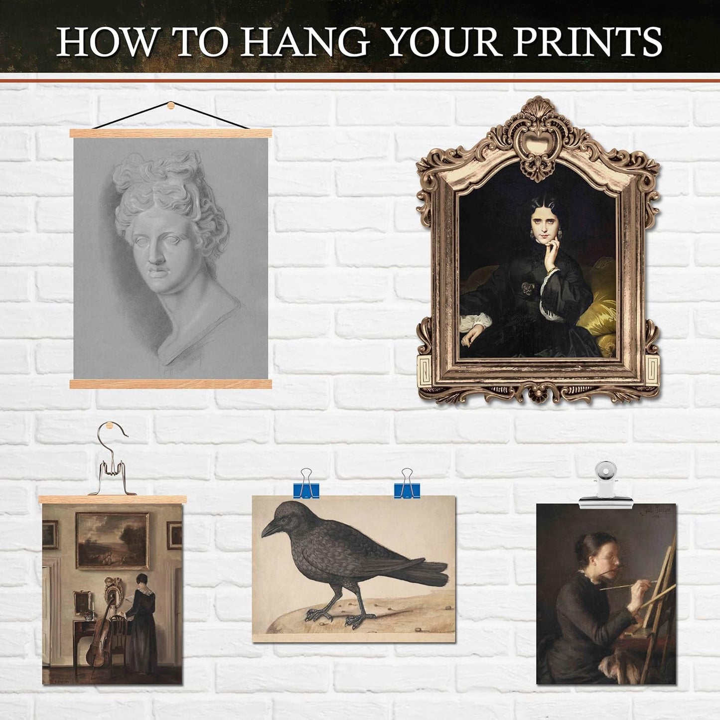 MAZUKO 12PCS Dark Academia Wall Art – Antique Victorian Portrait Prints, Cottagecore Dorm Home Decor, Moody Vintage Ladies Wall Decor for Bedroom, Gothic Aesthetic Room Decorations - UNFRAMED (Dark 7)