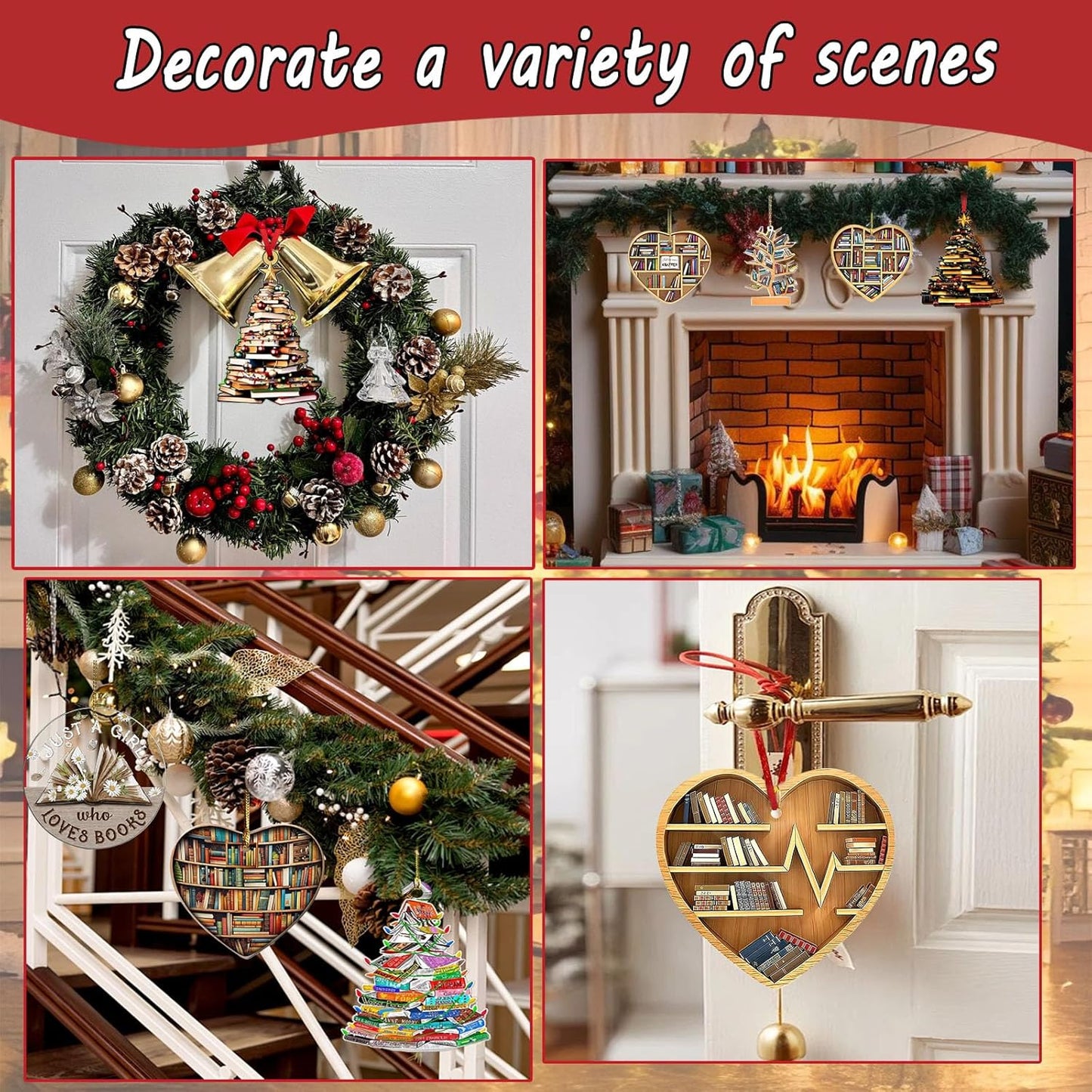 Book Christmas Ornaments 2025, Book-Themed Ornaments for Christmas Tree, Gifts for Book Lovers for Women & Men, Ideal Book Lover Gift Idea for Christmas