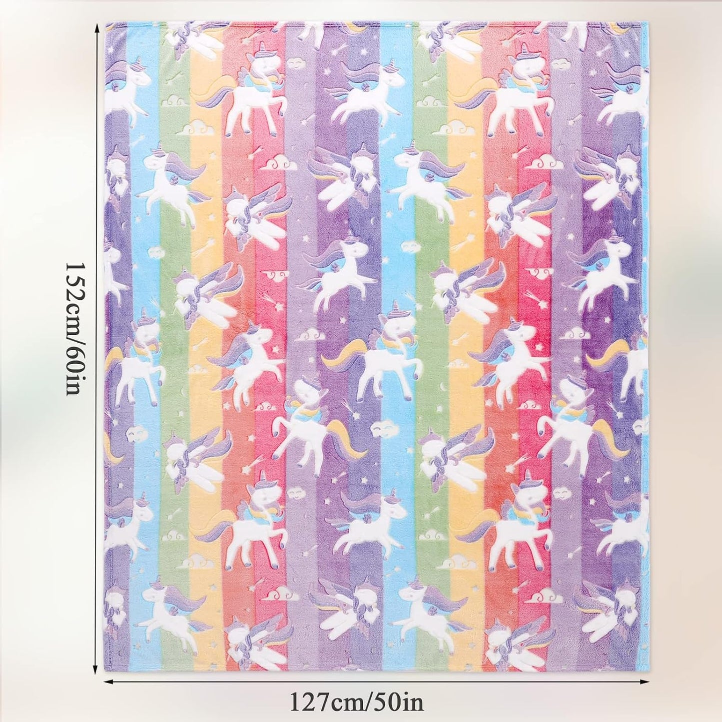 Glow in The Dark Blanket Unicorns Gifts for Girls,Soft Blanket 3 4 5 6 7 8 9 10 Year Old Girl Gifts,Toddler Girls Toys Age 6-8,Easter Gifts for Kids Birthday Gift Presents,60"x80"