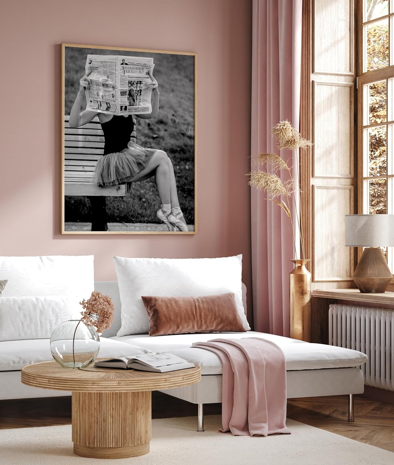 Poster Master Ballet Dancer Reading Newspaper Poster - Ballerina Print - Dance Art - Black and White Illustration - Photography Print - Chic Girl's Bedroom or Office Decor - 8x10 UNFRAMED Wall Decor