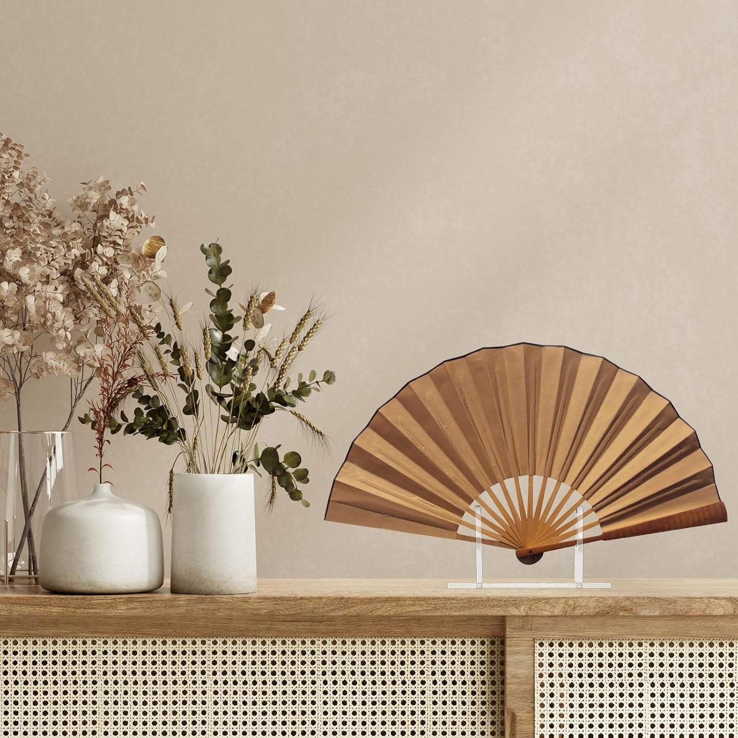 2PCS Acrylic Fan Display Stand, Clear Fan Display Holder Base Easel, Folding Fans Holder Easel, Japanese Chinese Hand Fan Stand, Fans Organizer for Home Party Displays and Decor (Clear)
