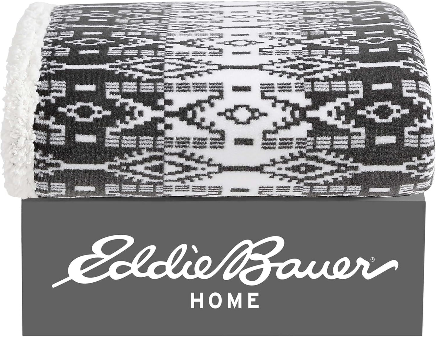 Eddie Bauer - Throw Blanket, Brushed Fleece & Plush Sherpa Soft Bedding, Blanket for Couch & Bed (San Juan Grey, 50" x 60")