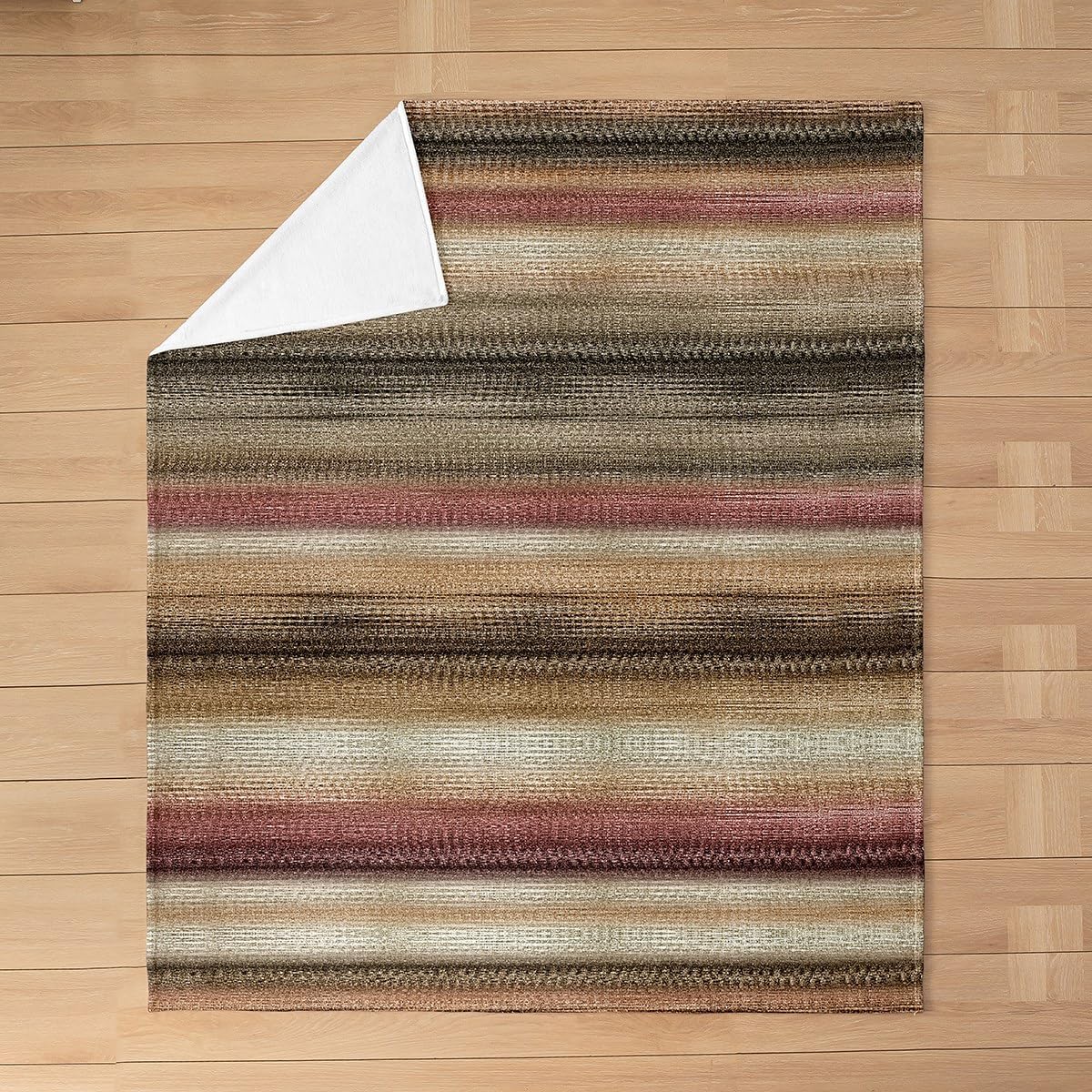 Feelyou Western Tribal Geometric Flannel Fleece Throw Blanket Brown Southwest All Season Bed Blanket Strip Lines Fuzzy Blanket Breathable Exotic Style Brown Plush Blanket Room Decor Twin 60"x80"