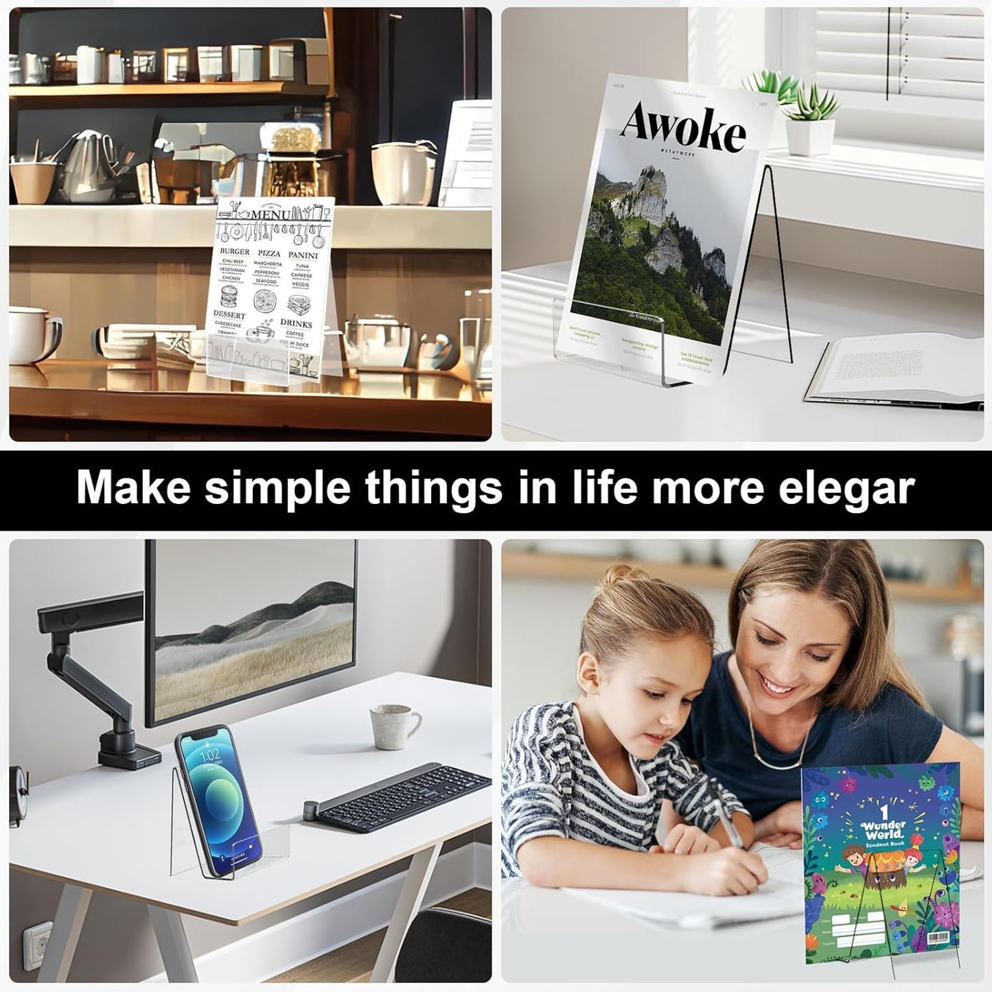 20 Pcs Acrylic Book Display Stand 4''×3'' Clear Acrylic Easel for Display Stand with Ledge Tablet Holder Tablet Holder for Displaying Pictures, Books, Albums, Notebooks, CDs, Artworks