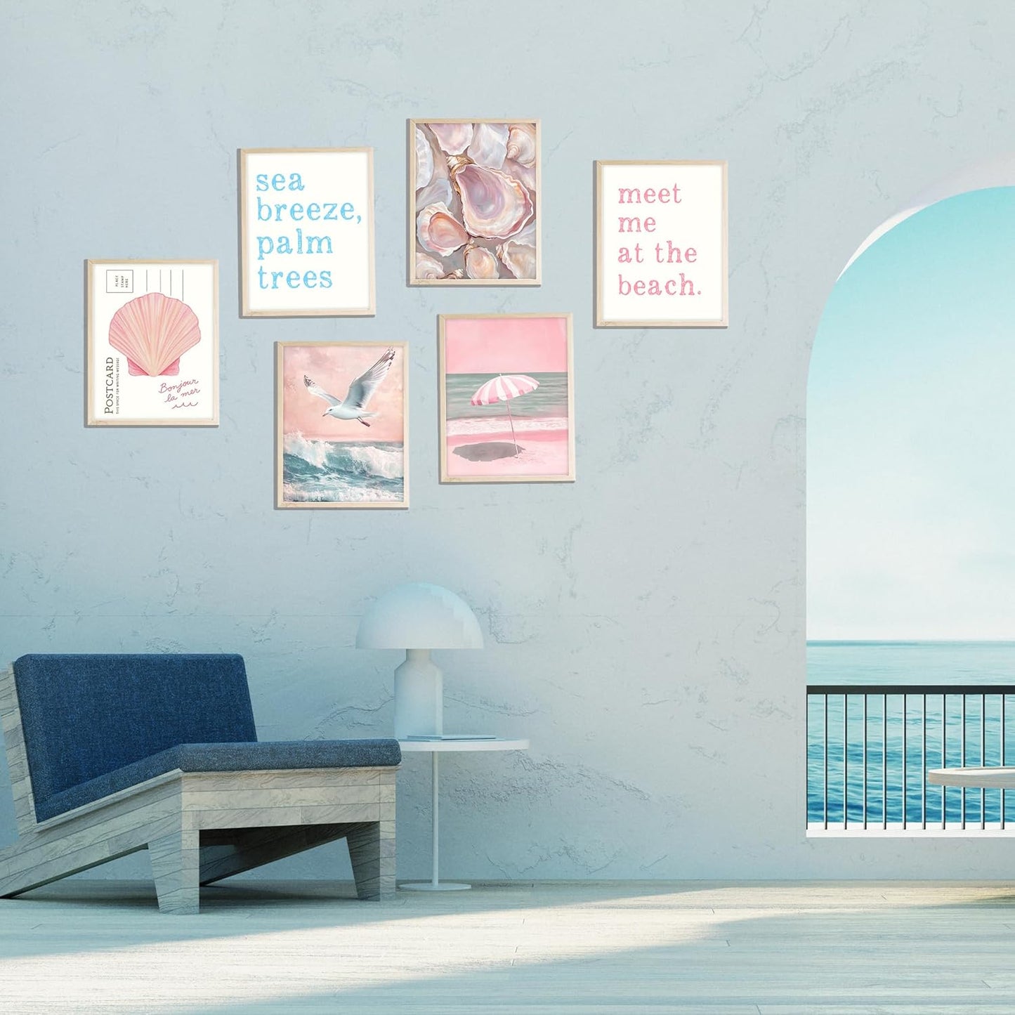 Eastern Print Pink Beach Coastal Wall Art, Preppy Room Decor With Shells & Seaside Quotes, Oyster, Granddaughter Aesthetic Summer Print, Beach Poster Artwork For Girls Dorm & Bedroom, UNFRAMED 8x10