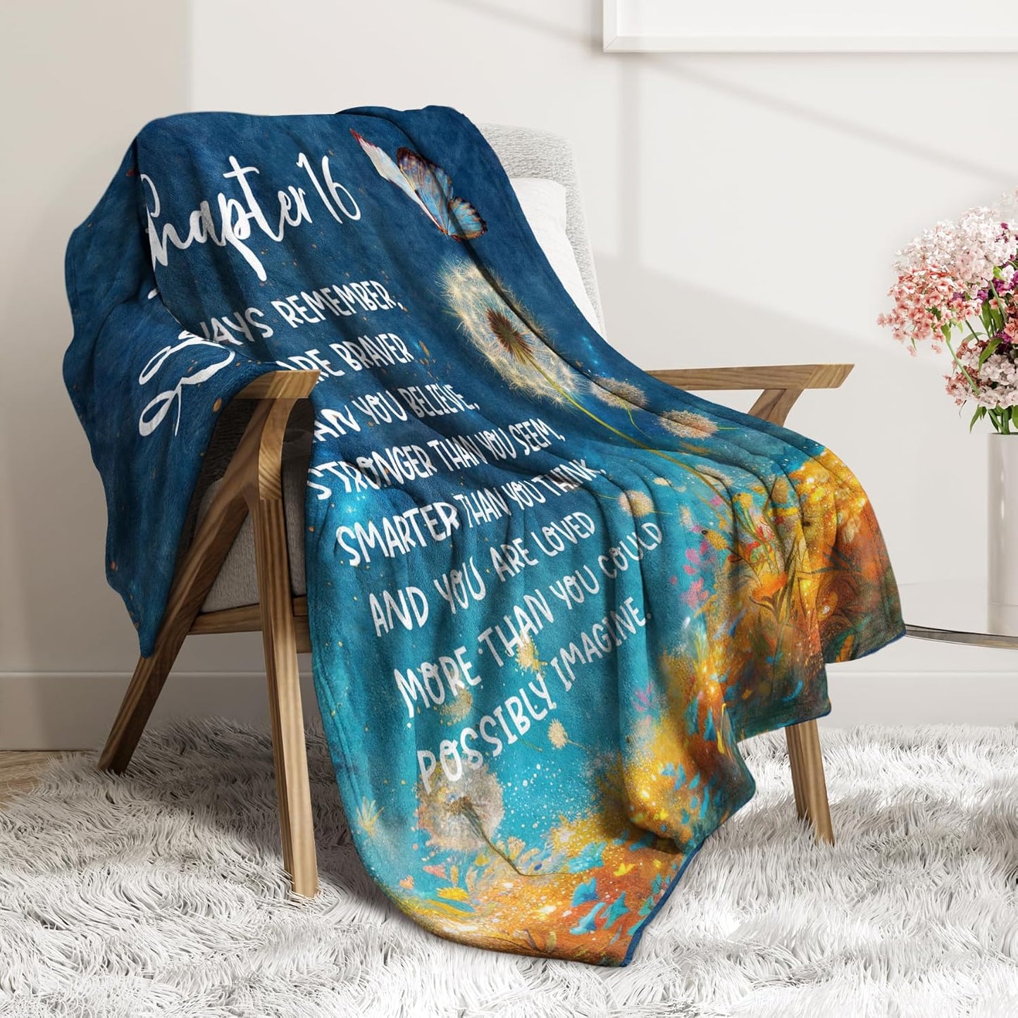 Sweet 16 Gifts for Girls, Chapter 16 Birthday Decorations Blanket, 16th Birthday Gifts for Girls Teen Daughters, 16 Year Old Girl Gift, 2010, Soft Inspirational Dandelion Blankets 50''x60''
