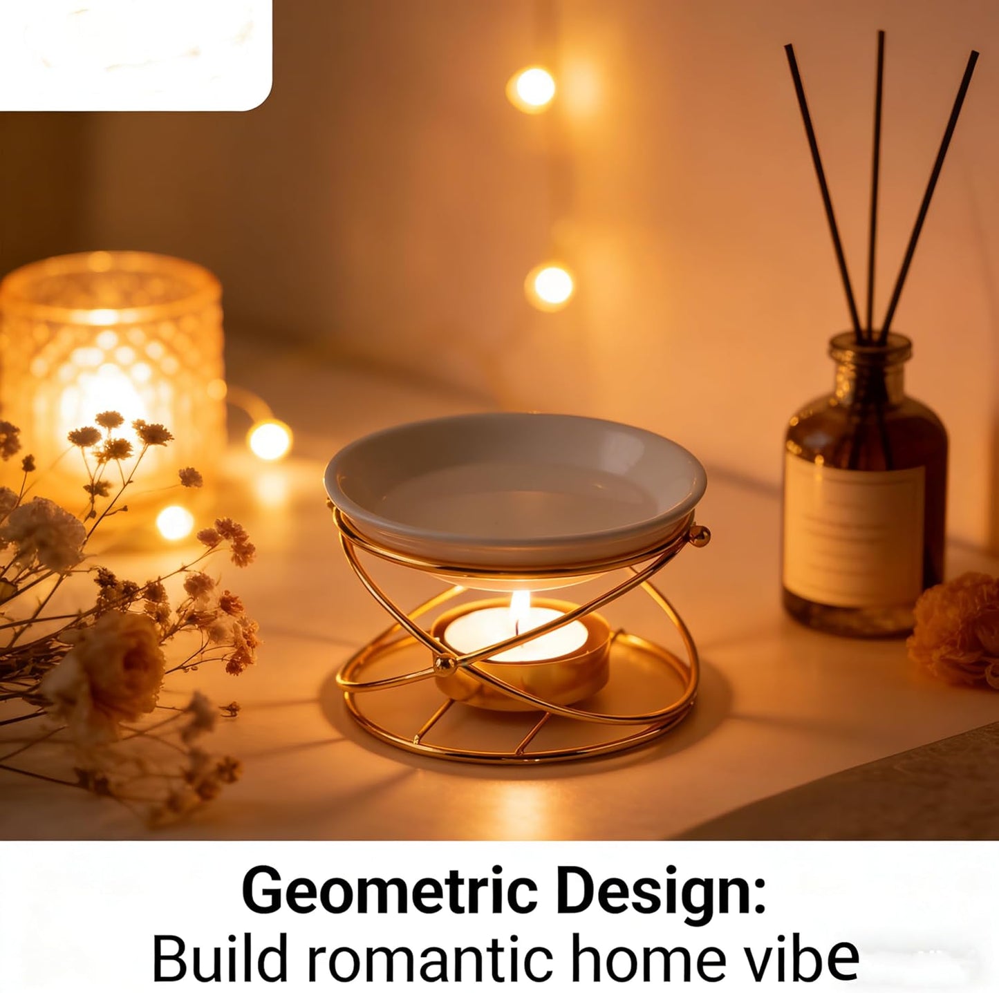 Tea Light Candle Holders Essential Oil Burner Candle Diffuser, Oil Burner for Scented Oil, Aromatherapy Wax Warmer for Home & Bedroom Decor