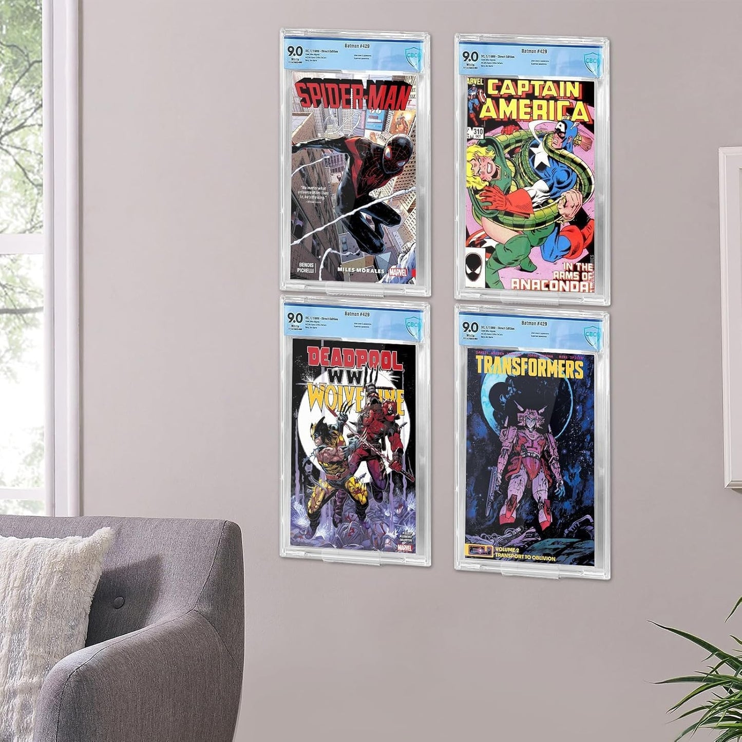 24Pcs Clear Floating Comic Book Display Shelves,Clear Floating Shelves for Displaying Comic Books with Expansion Screws,Comic Book Shelf Stand Wall Mount Display,