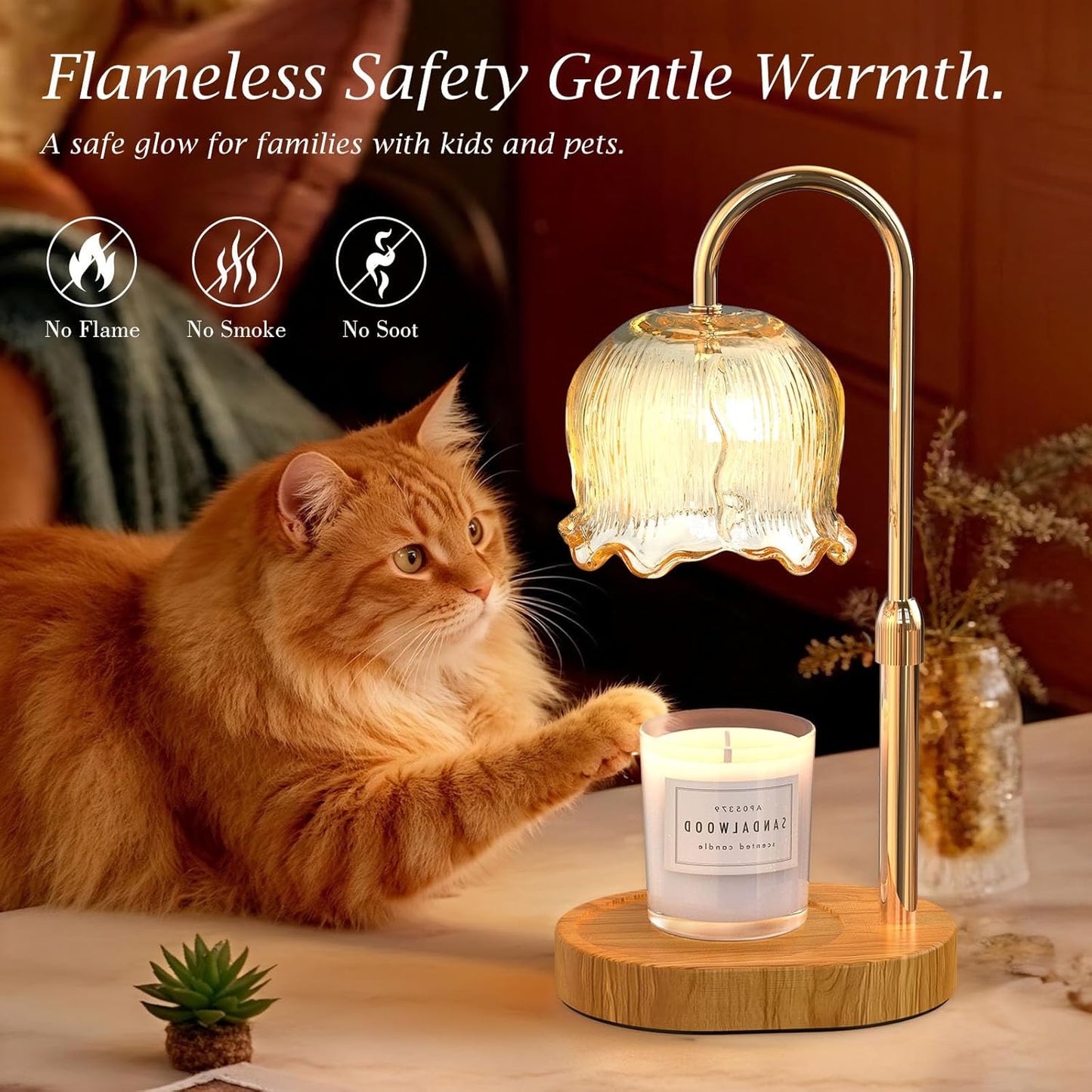 Candle Warmer Lamp with Timer Gifts for Mom, Adjustable Height Vintage Wax Warmer Lamp for Scented Candles Modern Farmhouse Decor, House Warming Gifts New Home Essentials