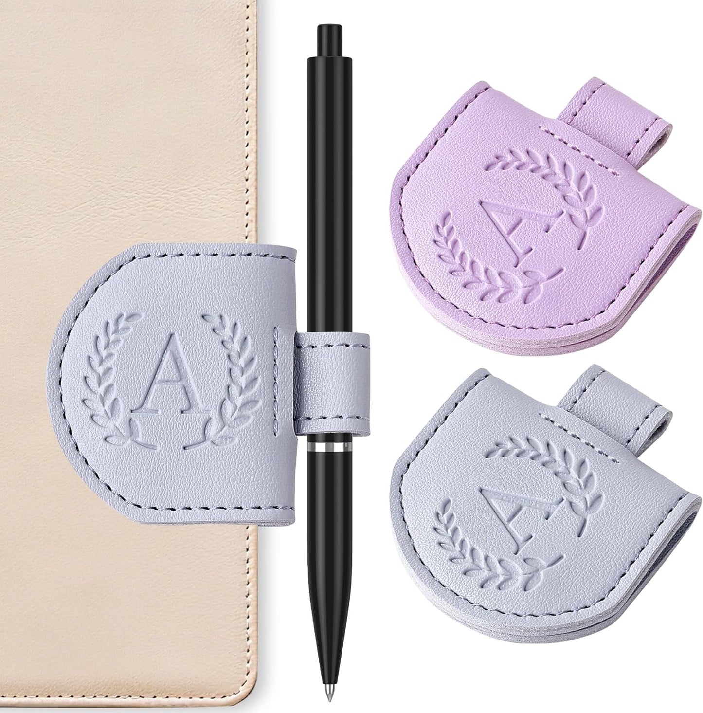Personalized Magnetic Bookmark Pen Holder, 2 Pcs Letter Custom Book Mark Journal Clip, Gifts for Book Lovers Reading Women, Blue & Purple, Letter A