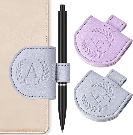 Personalized Magnetic Bookmark Pen Holder, 2 Pcs Letter Custom Book Mark Journal Clip, Gifts for Book Lovers Reading Women, Blue & Purple, Letter A