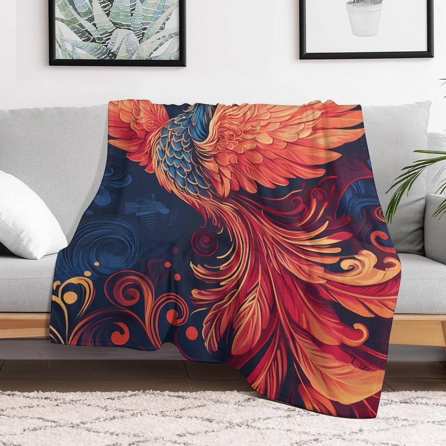 Phoenixes Throw Blanket for Couch Bed Plush Cozy Fuzzy Flannel Blanket for All Season 40"x50"