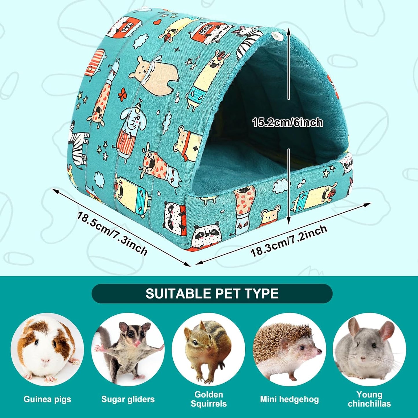 UPINS Guinea Pig Hideout,Guinea Pig Bed Houses Washable Small Animal House Cage Accessories for Dwarf Rabbits Chinchillas Hamsters Hedgehogs Ferrets Bearded Dragons and Rats