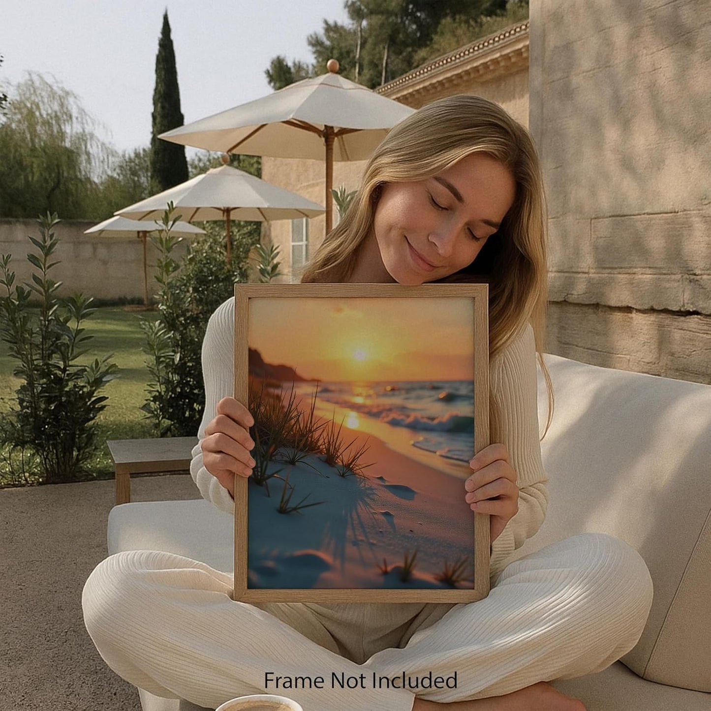 ZUKIY Sunset Pathway to Shore - Beach Prints Wall Art - Relaxing Wall Art for Bedroom - Ocean Beach Painting Poster Decor - Beach Artwork for Living Room or Office - 8x10 Unframed Poster