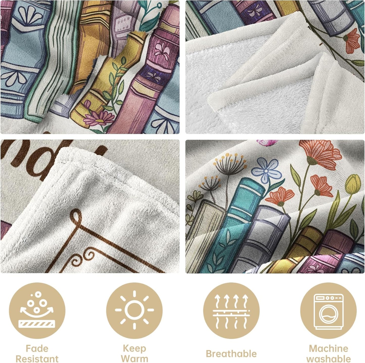 Book Lovers Gifts, Reading Blanket Gifts for Book Lovers, Unique Bookish Presents for Reader Bookworm on Birthday Christmas Soft Flannel Throw Blanket 60"x50"
