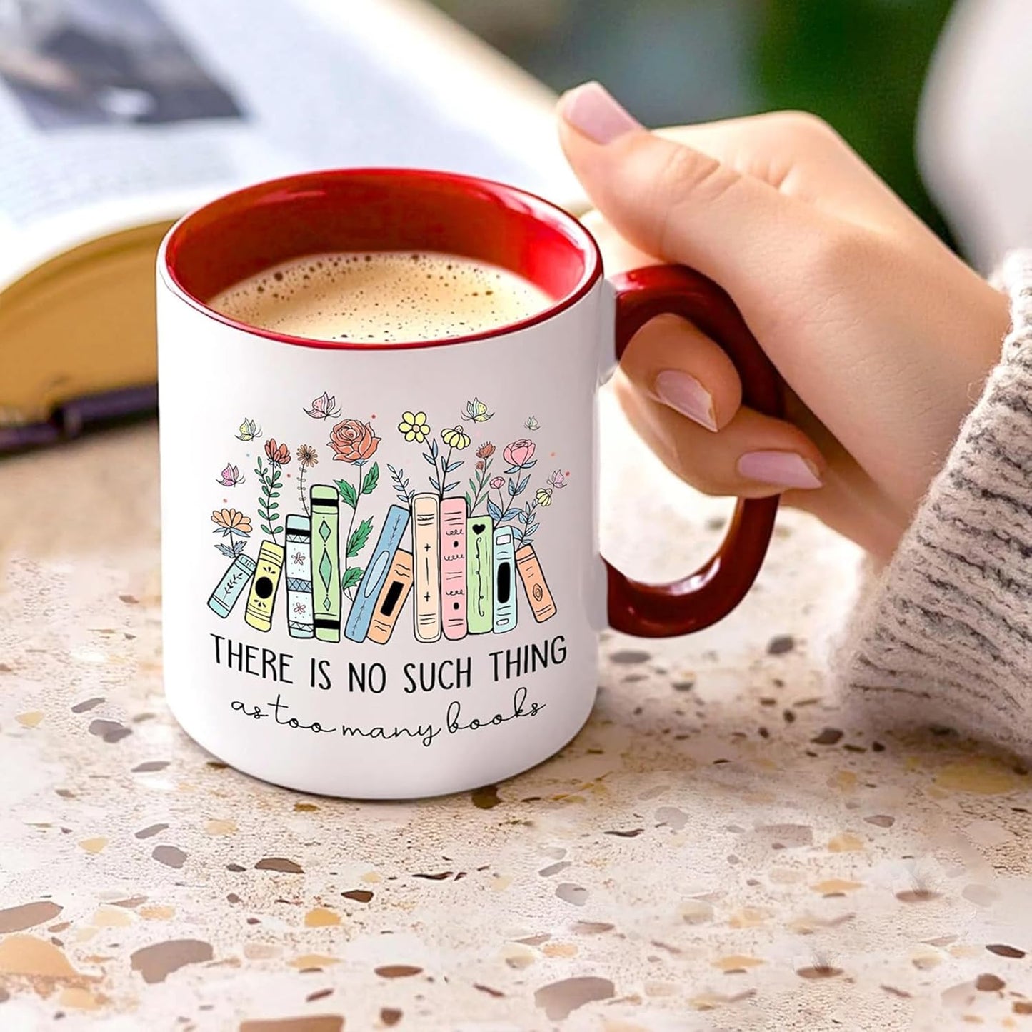 Gift For Book Lover - Books Coffee Mug - Book Lovers Gifts for Women - Gift For Librarian - Bookish Bookworm Cup - Reading Cup - Birthday Gifts For Reader, Writer