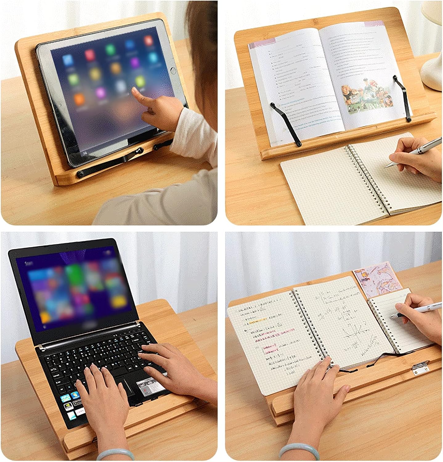 Book Stand Book Reading Stand for Desk Kitchen Adjustable Height Portable Recipe Book Stand Foldable for Laptop Textbook Cell Phone Tablet (Size : L-Large) ()
