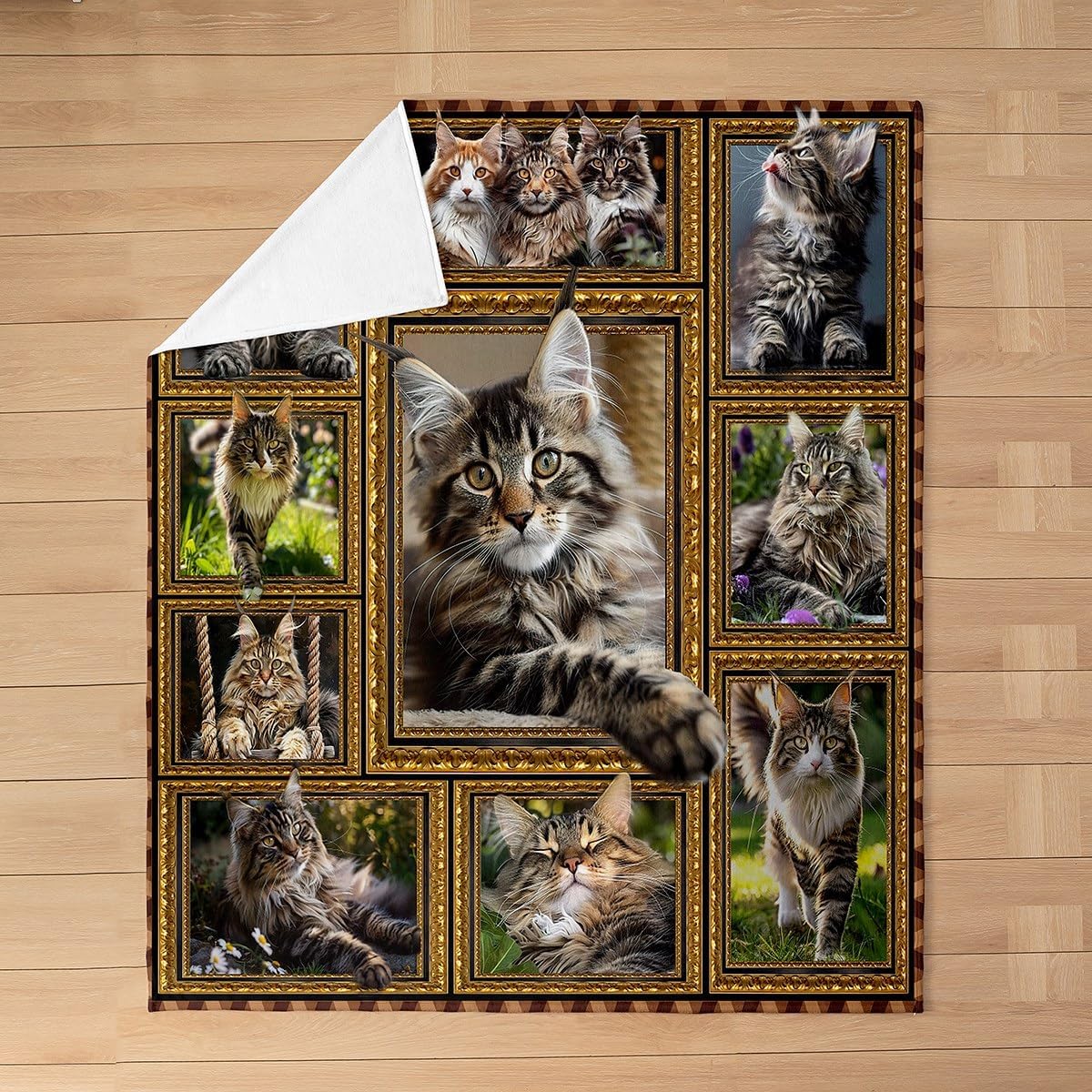 Feelyou Maine Coon Fleece Throw Blanket for Sofa Couch Cute Cat All Season Bed Blanket Throw 50"x60" Kawaii Kitten Pet Fuzzy Blanket Gift for Maine Coon Lover Fuzzy Blanket Flannal Blanket