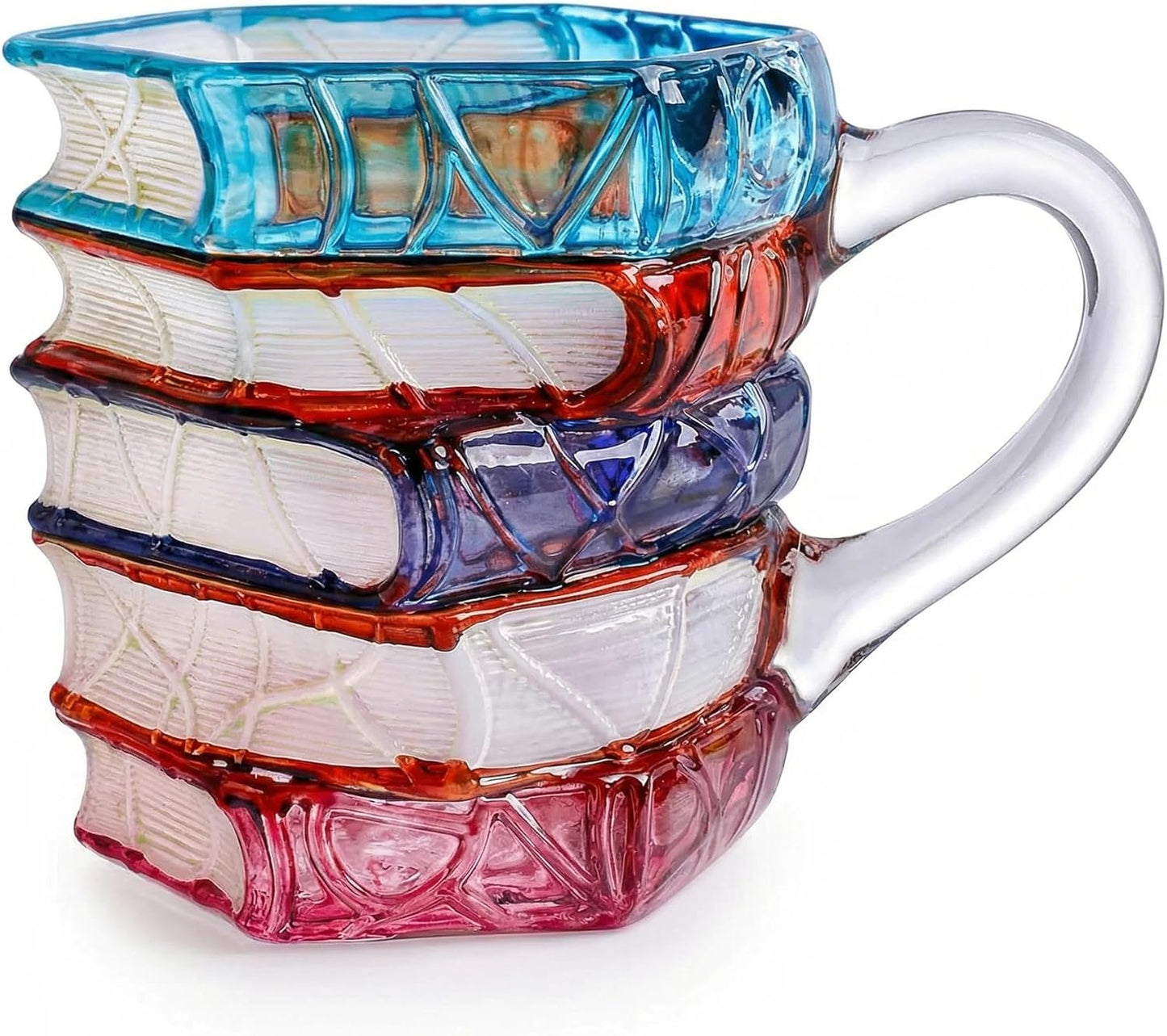 3D Painted Book Glass Coffee Mug, Heat-Resistant Colorful Cup, Christmas Gift for Book Lovers, Readers, Writers, Librarians