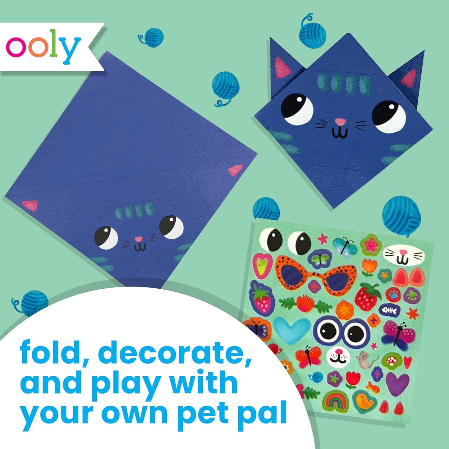 Ooly DIY Paper Kit, 24 Animal Origami Designs & Stickers, Kit Includes 12 Completed, 6 Blank and 6 Color-in Folding Pet Origami Designs