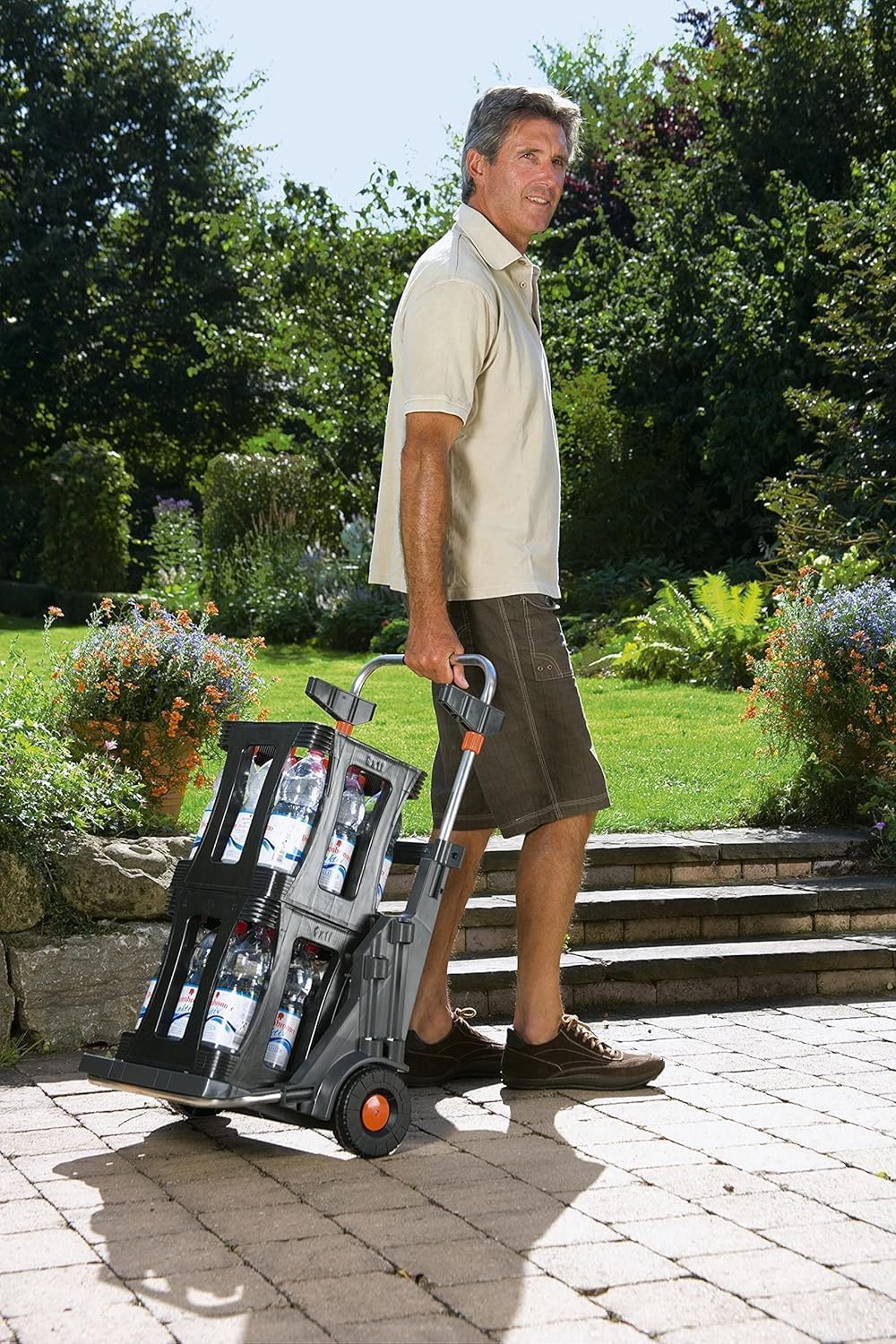 Gardena Garden Mobil: Versatile Trolley for The Garden, with Integrated sackcarrow, Lawn Gear Wheels, with lid and Garbage Bag (232-20)