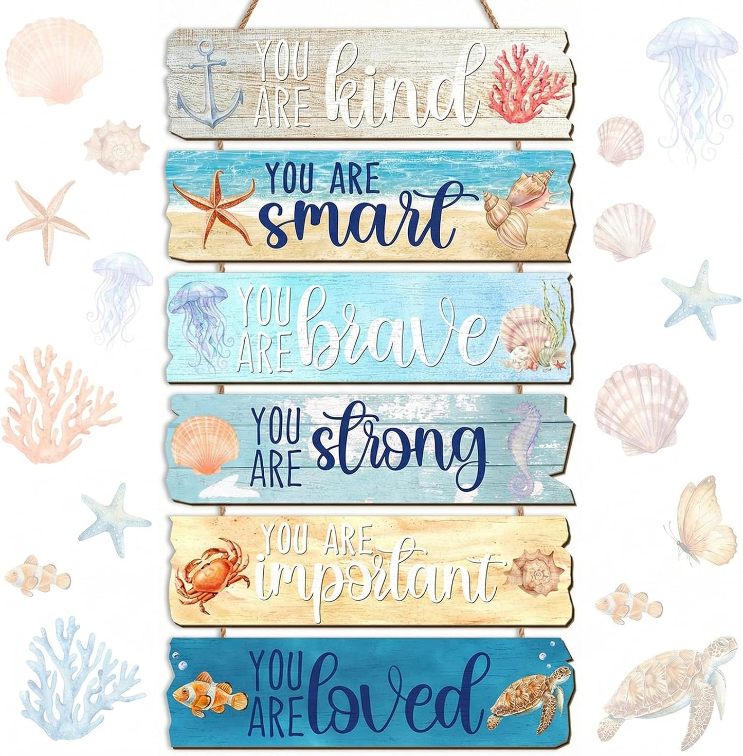 Summer Beach Wooden Wall Decor Summer Ocean Motivational Wall Art Room Decor Wooden Hanging Sign Decorations for Bedroom Bathroom Office Home Inspirational Quotes Signs Living Room Door Decorations