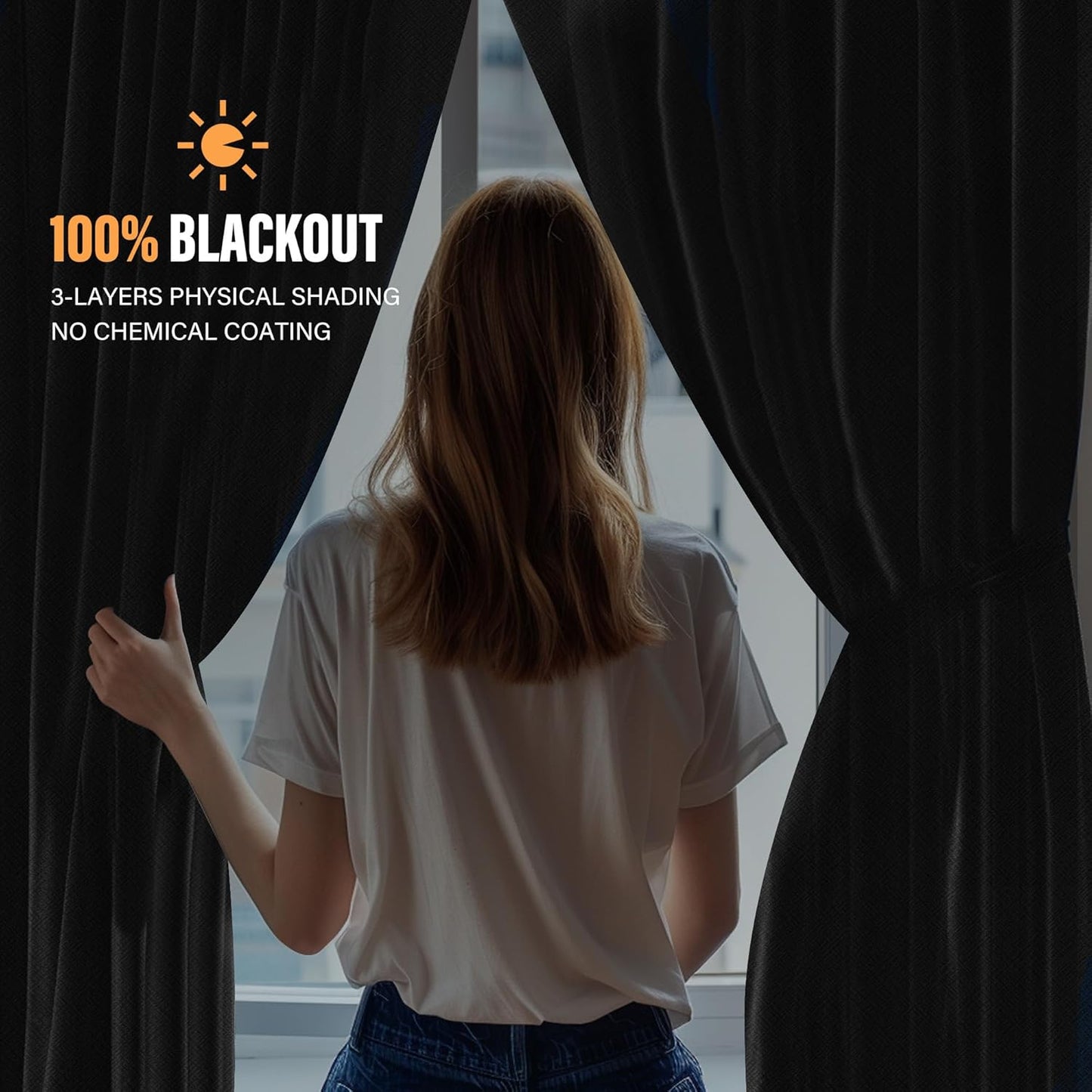 Room Divider Curtains with Flexible Ceiling Curtain Tracks Set,100% Blackout Floor to Ceiling Curtains Patio Sliding Door Curtains (Black Drape & Black Rail W 8.3 × H 8 FT)