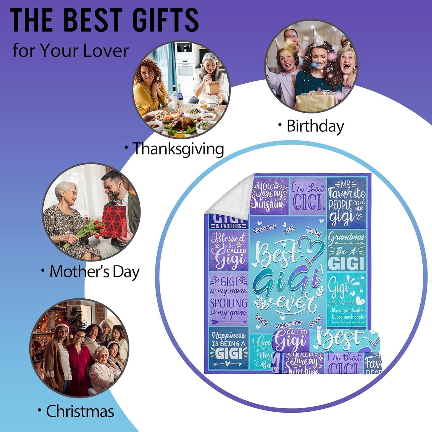 Gigi Gifts, Gigi Gifts for Grandma, Best Gigi Ever Gifts, Birthday Gifts for Gigi, Gift for Gigi from Grandkids Granddaughter, Gigi Gift for Christmas Mothers Day Throw Blanket 50"x60"