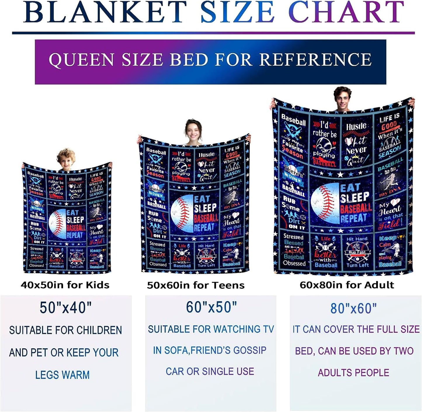 Baseball Blanket Gifts for Boys Kids Men Adults,Outdoor Baseballs Stuff Baseball Throw Blanket Coach Gifts for Baseballs Player Lover Team 80"x60"