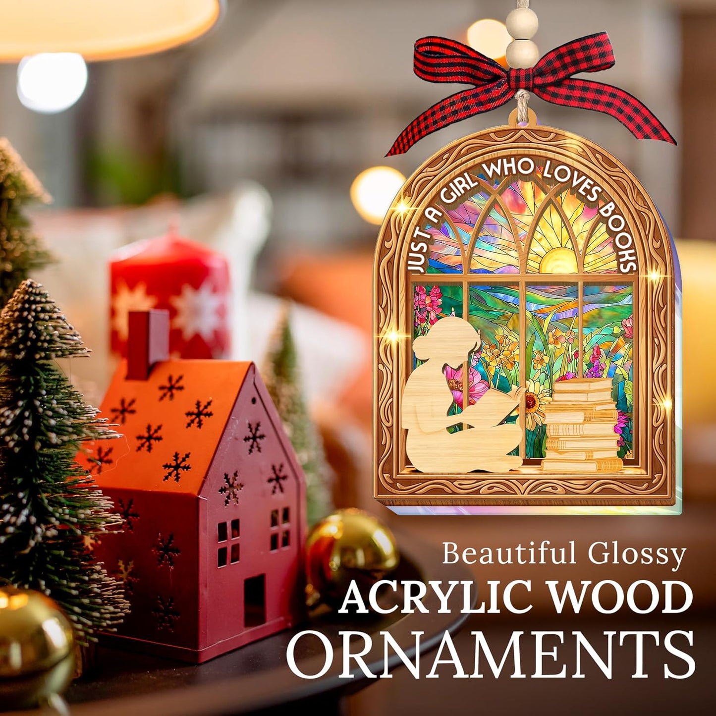 HEXMOZ Book Lover Christmas Ornaments 2025 - Book Lovers Gifts for Women - Book Ornaments for Christmas Tree - Gift Ideas for Book Lovers, Readers, Bookworms, Book Club, Bookish, Readers, Librarians