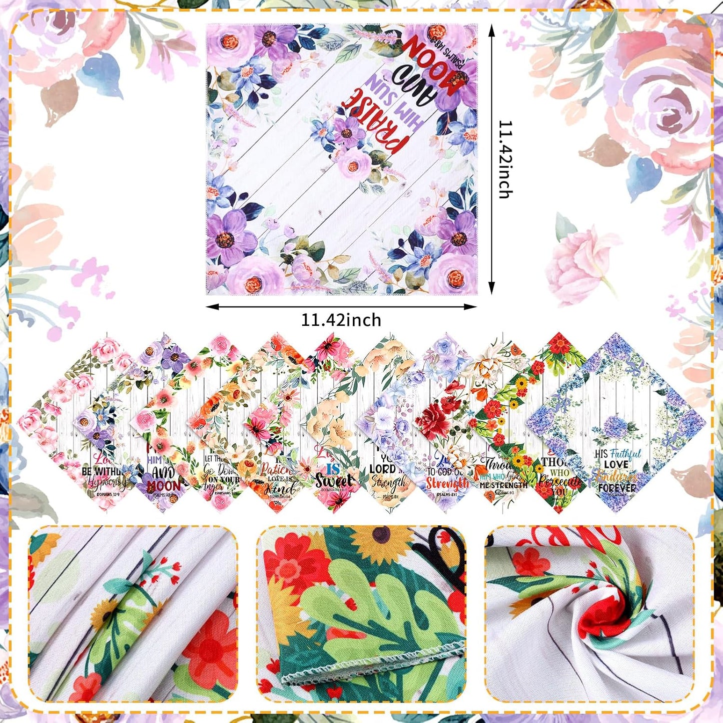 Mother's Day Bible Verse Handkerchiefs for Women Christian Gifts Floral Religious Inspirational Gifts for Mom