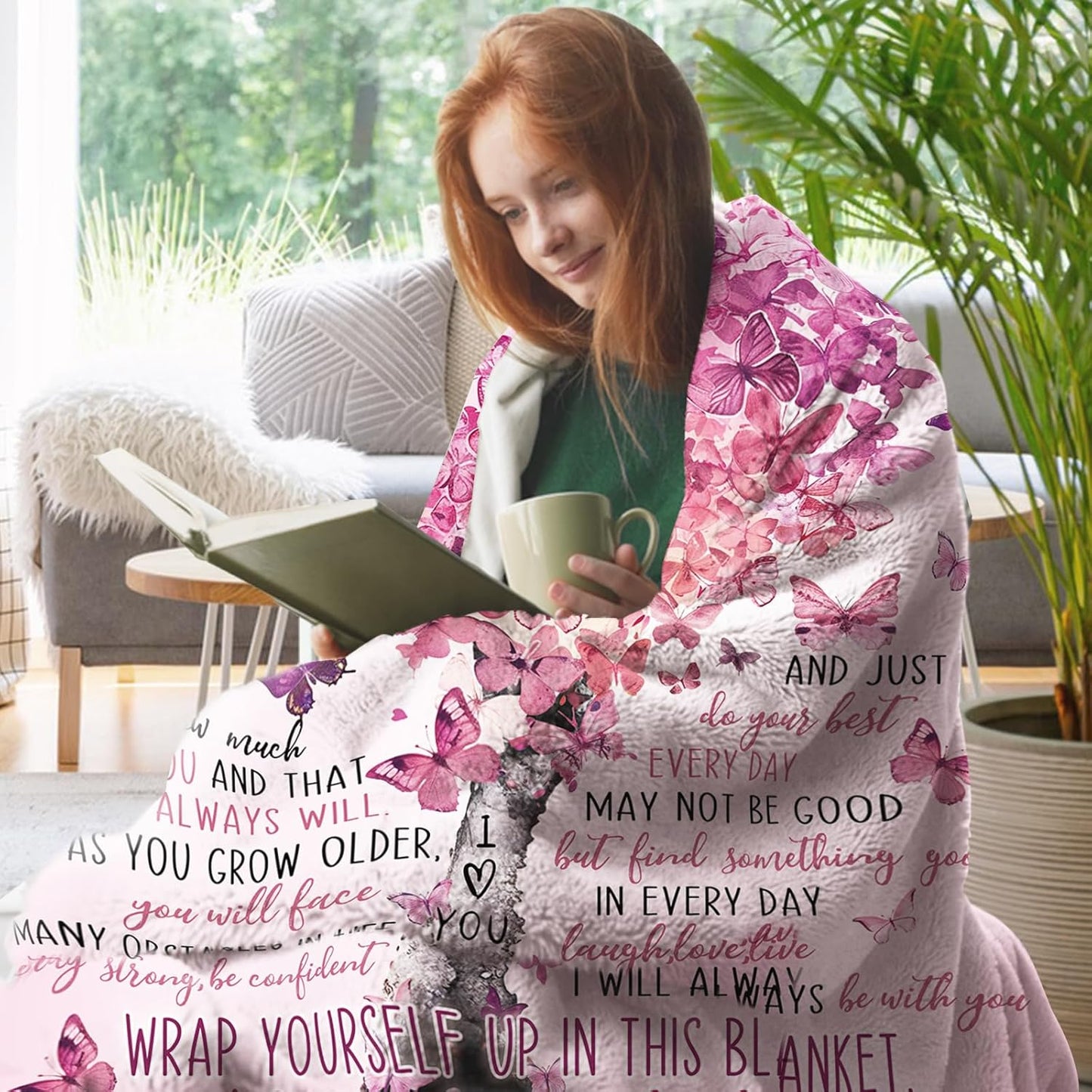 Gifts for Granddaughter from Grandma Grandpa Flannel Throw Blanket, To My Granddaughter Birthday Christmas Graduation Gift Ideas, Pink Love Heart Tree Blanket Present for Girls Teen 50'' x 60''